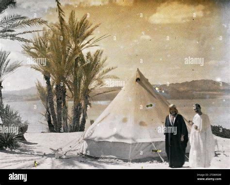 Aqaba, Arabia (present-day Jordan) Camp of the Arab forces of the Kingdom of Hejaz, in a palm ...
