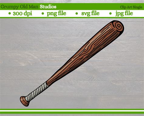 Wooden Baseball Bat Clip Art | Baseball Equipment | Svg File | Png File ...