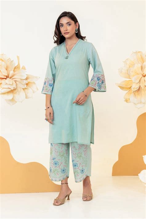 Purna SageGreen Embroidery Cotton Co-ord Set – Autumn Lane Clothing