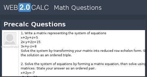 View question - Precalc Questions