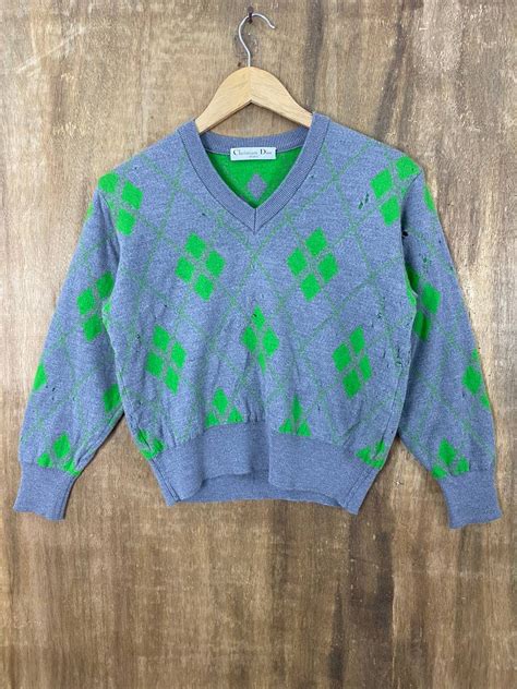 Streetwear Christian Dior Sports Ripped Grey Green Knit Sweaters #1140 ...