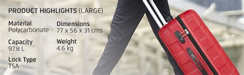 Safari Harbour 77 Cms Polycarbonate Red Check-In TSA Lock 4 wheels Hard ...