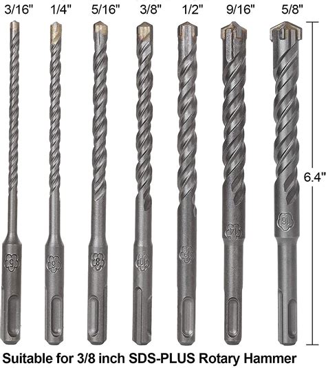 9 Pack 3/16 - 5/8 Masonry Drill Bit Set, 3/8 Inch Philippines | Ubuy