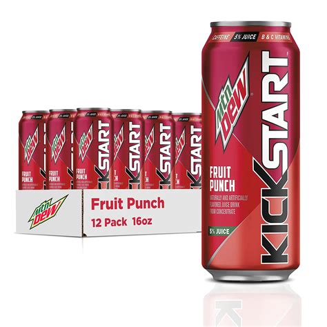 Mountain Dew Kickstart Fruit Punch (16 Ounce Cans, Pack of 12) for sale ...