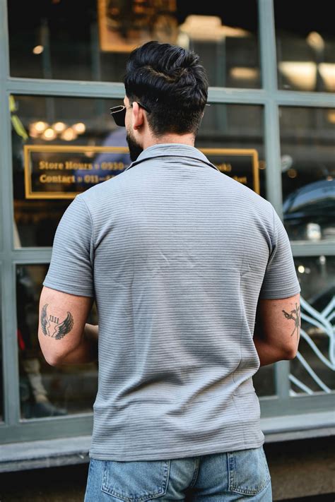 Light Grey Self Design Zipper T-Shirt – Gritstones