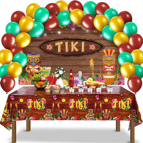 Buy 63 Pcs Tiki Party Supplies Sets Tiki Luau Party Decoration Aloha ...