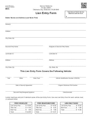 Form MV-21-A Lien Entry Form - Fill and Sign Printable Template Online