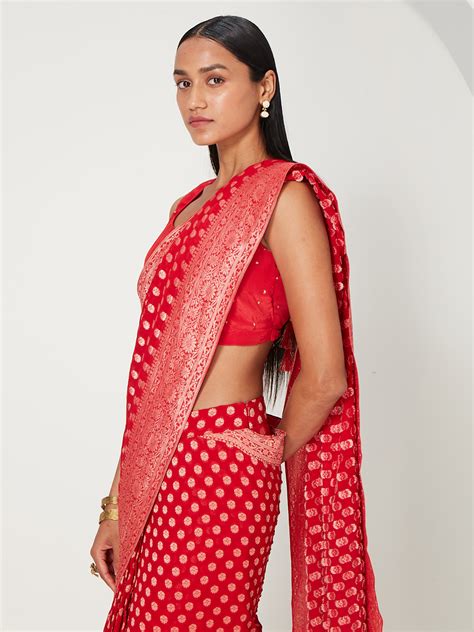 Pre-Stitched Brocade Saree