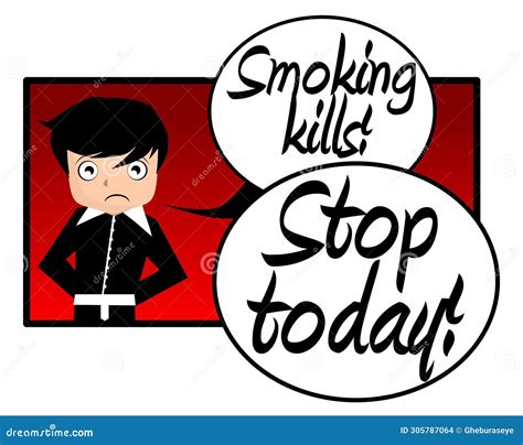 Smoking Kills Stop Today, Cigarettes, Boy, English, Isolated. Stock Illustration - Illustration ...