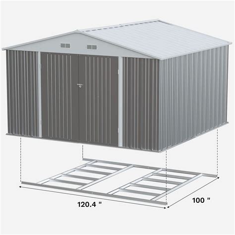 Patiowell 10x10 Metal Shed Pro With An Optional Floor Base - With Floor ...