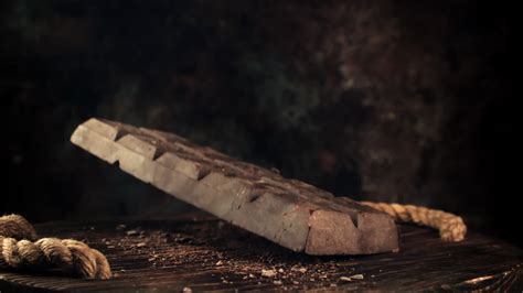 Super slow motion dark chocolate bar drop. Filmed on a high-speed ...