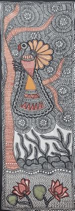 Buy Handmade Peacock Painting In Madhubani Artwork