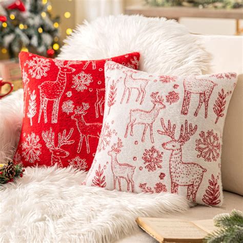 Amazon.com: SINYASAN Red Christmas Reindeer Throw Pillow Covers 20X20 ...
