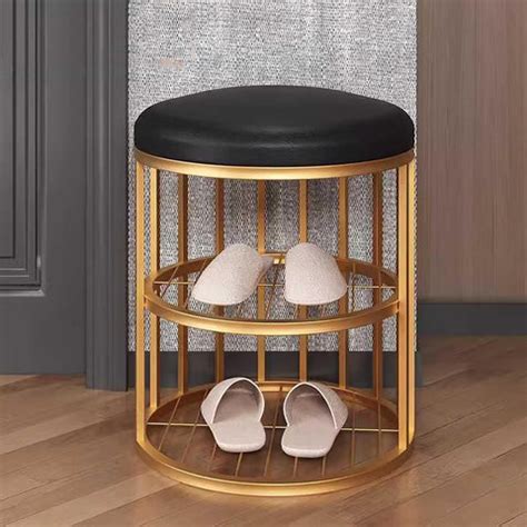Metal Frame Shoe Bench Rack with Black Padded Seat – Decors Mantra