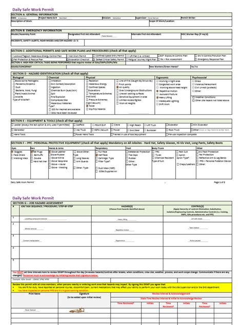 Image result for Safe Work Permit Examples