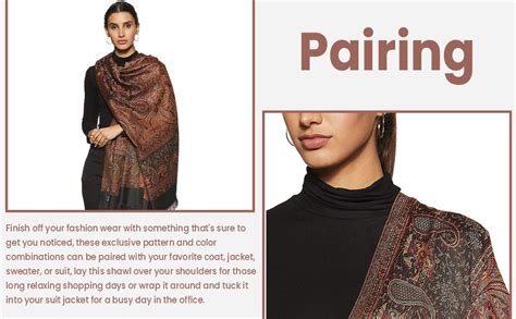 Weavers Villa - Women's Faux Pashmina Silk Paisley Design Black Shawls ...