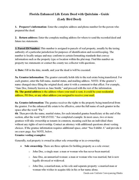 Palm Beach County Enhanced Life Estate Deed Quitclaim Ladybird Deed ...