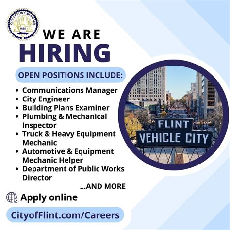 24+ job opportunities are available at the City of Flint, including multiple positions in the ...