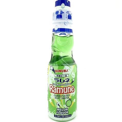 KIMURA Melon Flavour Carbonated Ramune Marble Soda Drink 200ml - Wah Hing