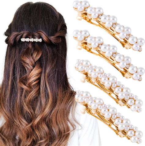 Amazon.com : laxizar 18 Pcs Pearl Hair Clips Large Hair Clips Barrette ...