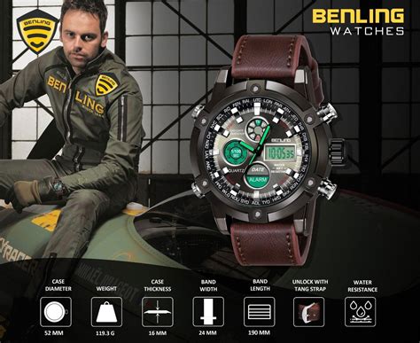 Benling Men’s Stylish and Functional Analog Digital Watch with EL Back