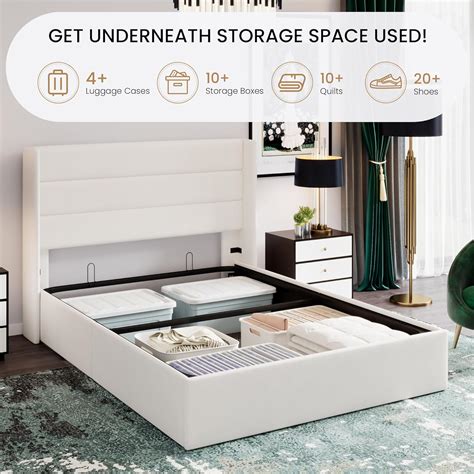SHACERLIN SHA CERLIN Queen Size Lift Up Storage Bed/Velvet India | Ubuy