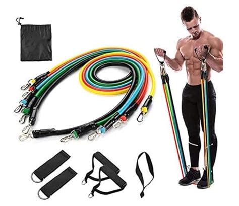DFIT Set of 11 Resistance Tube Exercise Kit with Handles, Ankle Strap ...
