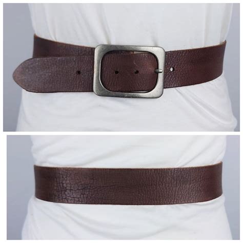Womens chunky wide vintage brown leather belt. •... - Depop