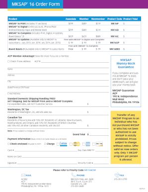 MKSAP 16 Order Form - Blank Fillable Template | Fill Out, Print ...