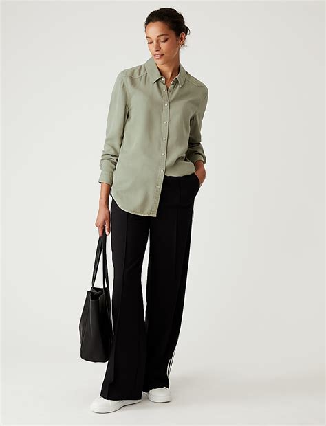 Buy Pure Tencel™ Collared Long Sleeve Shirt at Marks & Spencer