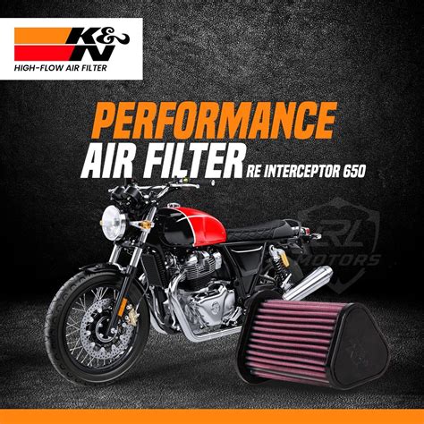 K&N Air Filter For Royal Enfield Interceptor 650/Continental GT 650 (B ...