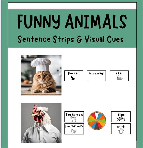 Sentence Strips for Funny Animals – Early Speech Resources