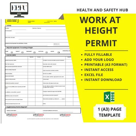 Working at Height Safe Work Permit Guide | Compliance Template ...