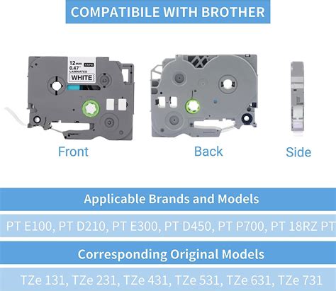 Buy 12mm 0.47 Laminated Black on White Label Tape Replacement for ...