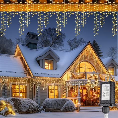 Brandclub - Brightown Cluster Icicle Lights Outdoor Waterproof, 33FT ...