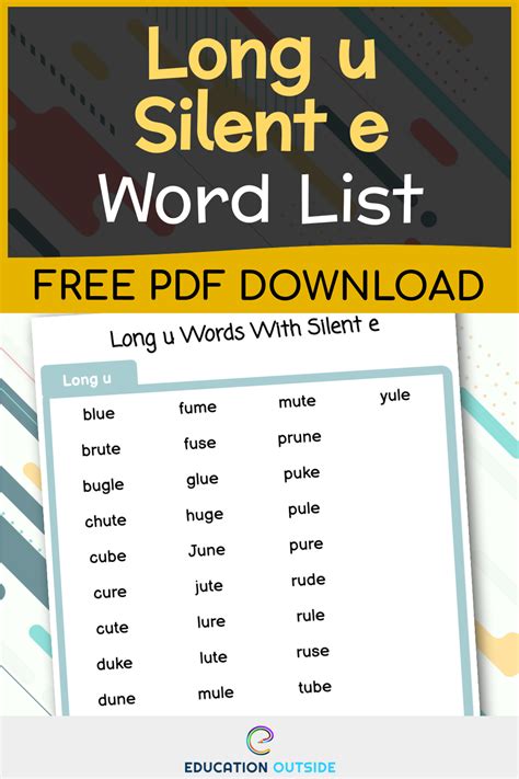 Long Vowel U Silent E Word List at Bettie Cartagena blog