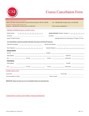 Fillable Online Course Cancellation Form - Canadian Securities ...