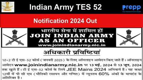 Indian Army TES 52 Notification 2024 Out at joinindianarmy.nic.in ...