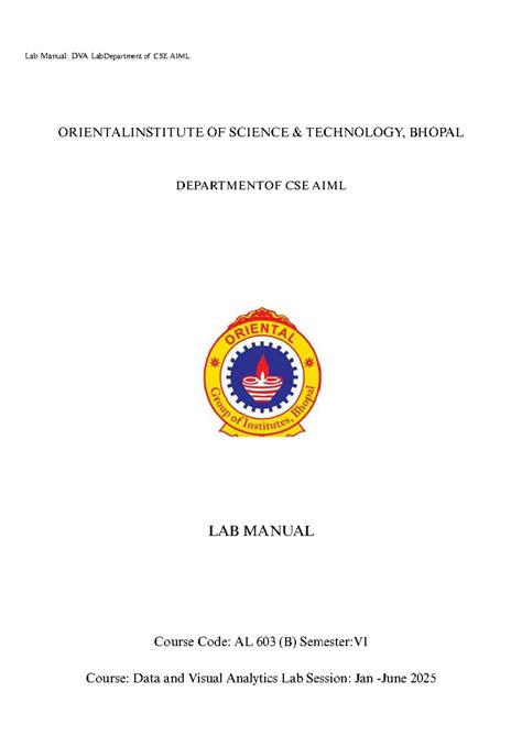 Data and Visual Analytics Lab Manual AL 603 (B) - Jan 2025 - Studocu
