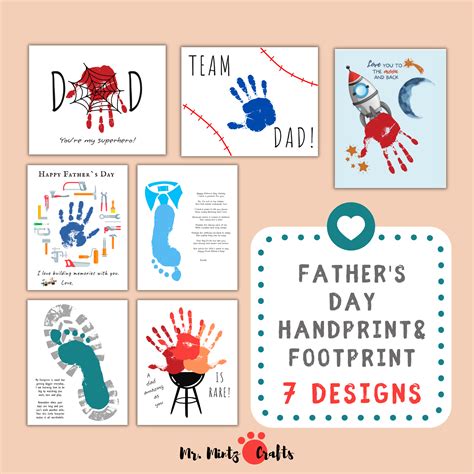 Fathers Day Handprint Footprint Art Craft Bundle / 7 designs | Made By ...
