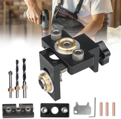 Serplex® 3-in-1 Woodworking Dowel Drilling Guide Set Adjustable Pocket ...