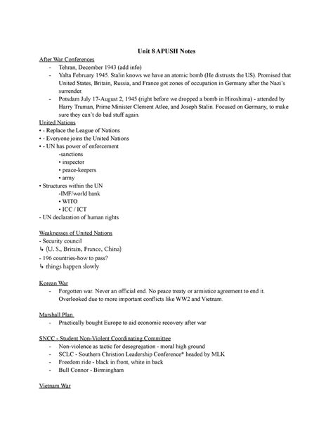 Unit 8 Apush Notes - Unit 8 APUSH Notes After War Conferences - Tehran ...