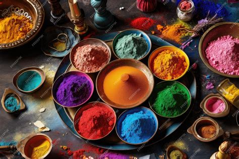 Premium AI Image | Vibrant Color Palette Artist39s Pallet with Different Colors of Powdered Paint