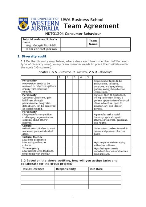 Team Agreement for MKTG1204 Consumer Behaviour Tutorial - Studocu