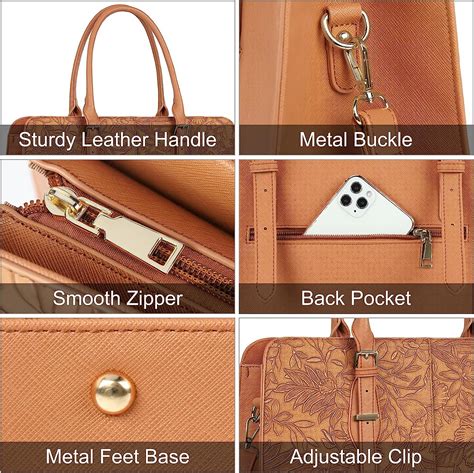 Buy Laptop Bag for Women 15.6 inch Laptop Tote Bag Waterproof Leather ...