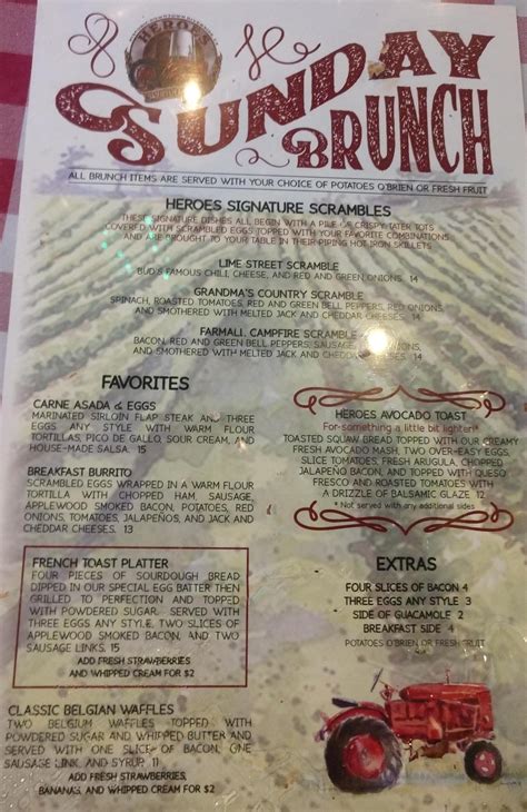 Menu - Riverside CA's Heroes Restaurant and Brewery | Sirved