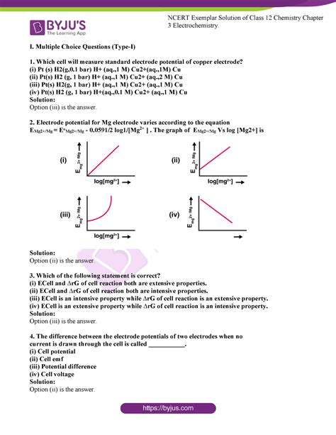 Electro chem solu - 3 Electrochemistry. I. Multiple Choice Questions ...