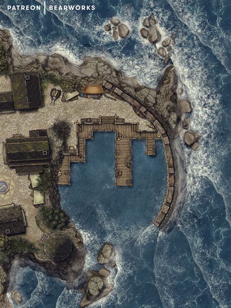 Coastal Harbor Fantasy Map | Bearworks