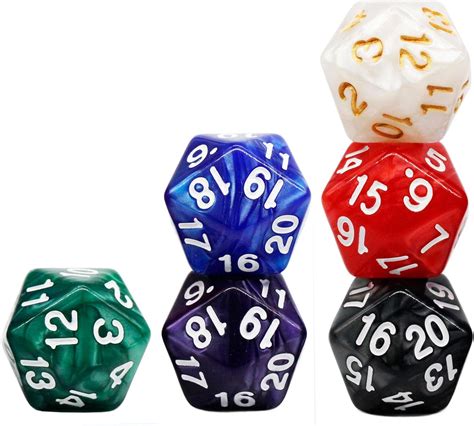 Amazon.com: 6 Pieces 20 Sided DND Dice,D20 Polyhedral Dice,22mm Pearl ...