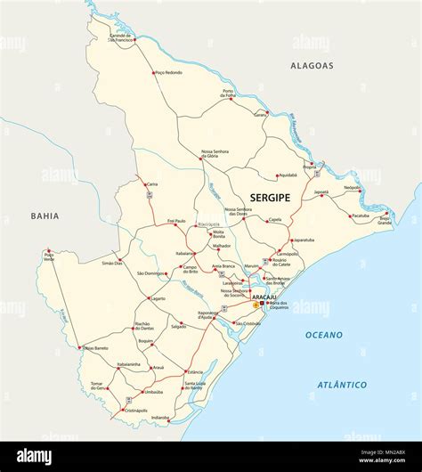 road vector map of the brazilian state sergipe Stock Vector Image & Art - Alamy